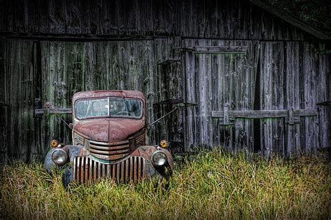 Old Vintage Chevy Truck Abandoned By A Rural Barn Photograph By Randall