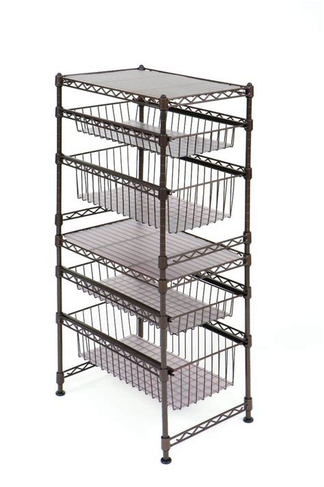 Open shelving not only looks great but is functional in multiple ways. Sliding Drawer Rack Shelf Steel Wire Cabinet Stackable ...
