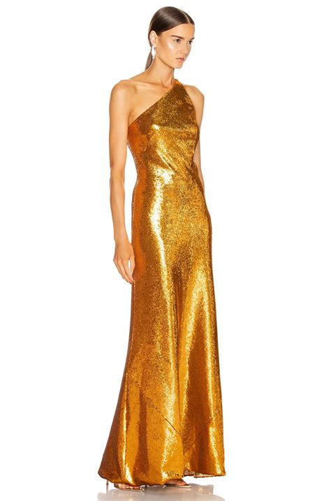 galvan london gilded roxy dress in gold metallic lyst