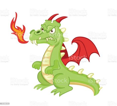 Angry Cartoon Green Dragon Stock Illustration Download Image Now