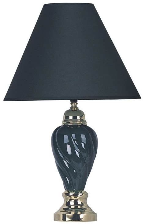 22 Tall Ceramic Table Lamp Urn Shaped With Black Finish Linen Shade