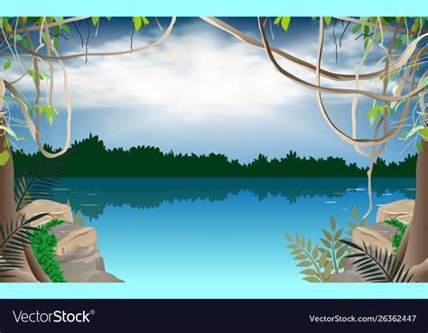 Landscape River In Jungle Royalty Free Vector Image