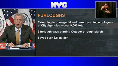 reopen new york city mayor bill de blasio to furlough 9 000 city managers for 1 week abc7