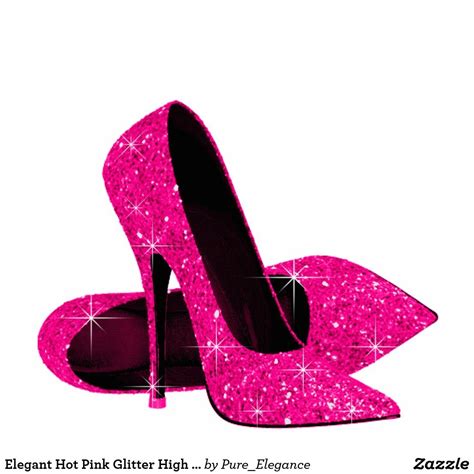 Elegant Hot Pink Glitter High Heel Shoes Cutout Zazzle Glitter High Heels Pink High Heels