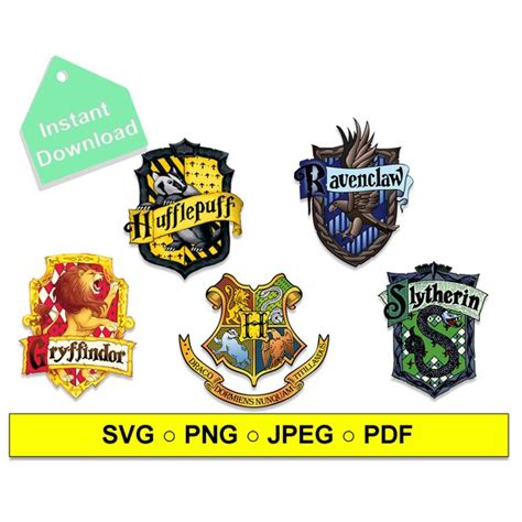 Hogwarts Symbols Svg Bundle Gryffindor Svg Slytherin Etsy