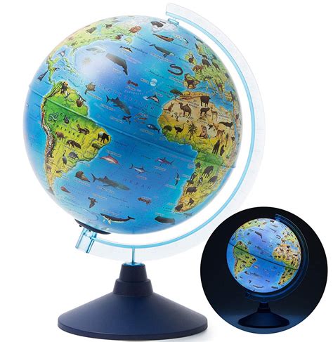 Buy Exerz 25cm Zoo Geo Illuminated Globe With Cable Free Led Light 2