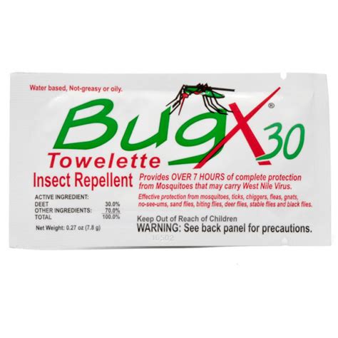 Bug X 30 Insect Repellent Wipes Each Superior Plus First Aid Supplies