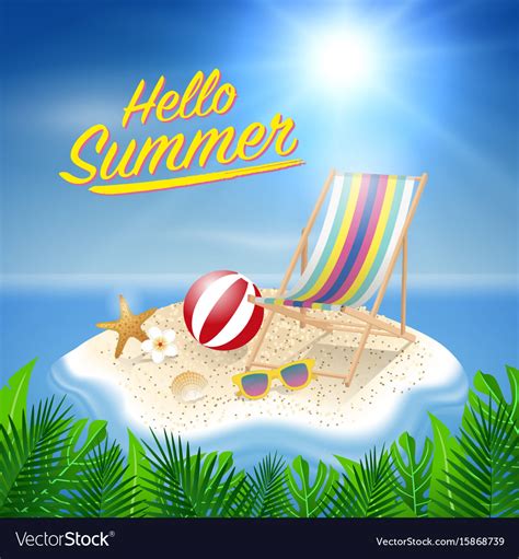 Hello Summer Background Beach Island Background Vector Image