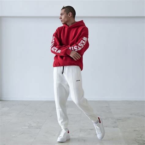 men s oversized embroidery pattern red hoodie