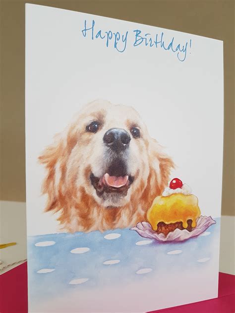 Golden Retriever Birthday Card Personalised Retriever Dog Etsy Uk