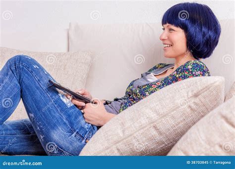 Tv Watcher Stock Image Image Of Beautiful Couch Beauty 38703845