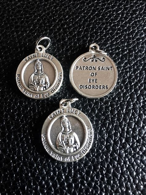 Saint Lucy Healing Medal Set Of 3 Double Sided Charms Catholic Etsy