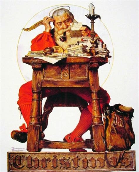 Norman Rockwell Santa Claus At His Desk Christmas Print Of Etsy