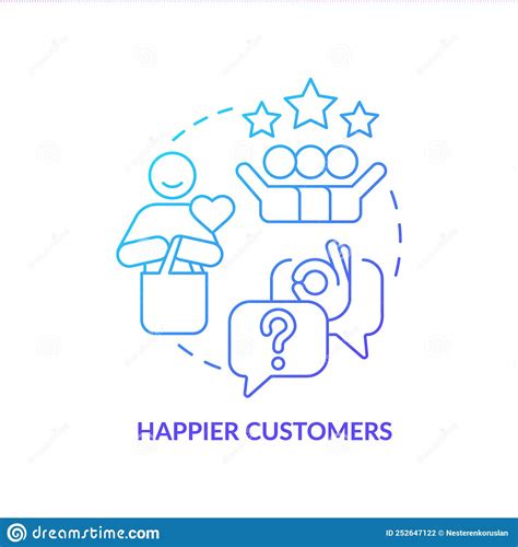 Happier Customers Blue Gradient Concept Icon Stock Vector