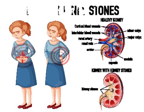 Contrasting Normal Kidney Vs Kidney Afflicted With Stones Vector