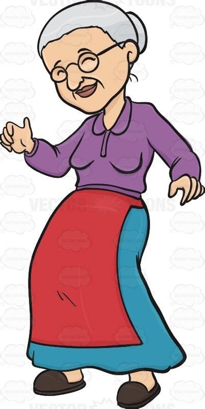 Elderly Woman Smiling And Dancing Old Lady Cartoon Old Women