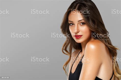 Beautiful Woman Skin Tanned Red Lips Healthy Beauty Skin Smile Spa