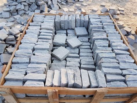 Kandla Grey Sandstone Setts And Cobbles 100x100x50 Stone Paving Direct