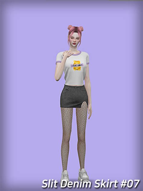 Nuribatsal Nuri Female Slit Denim Skirt Sims 4 15 Swatches