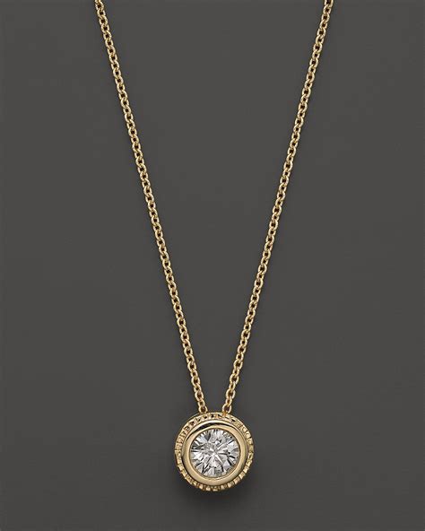 Bezel Set Diamond Solitaire Pendant Necklace In 14k Yellow Gold 40 Ct