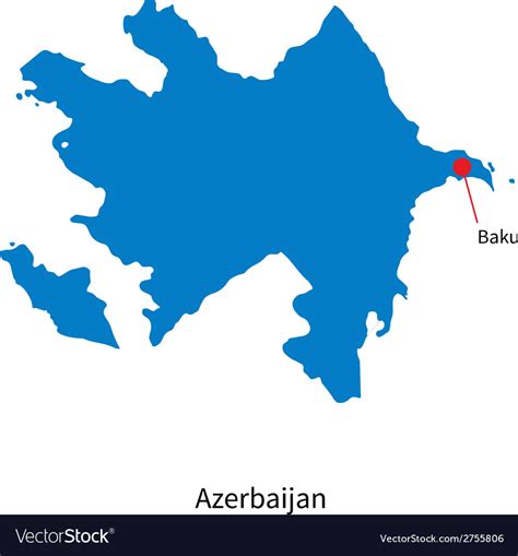 Detailed Map Of Azerbaijan And Capital City Baku Vector Image