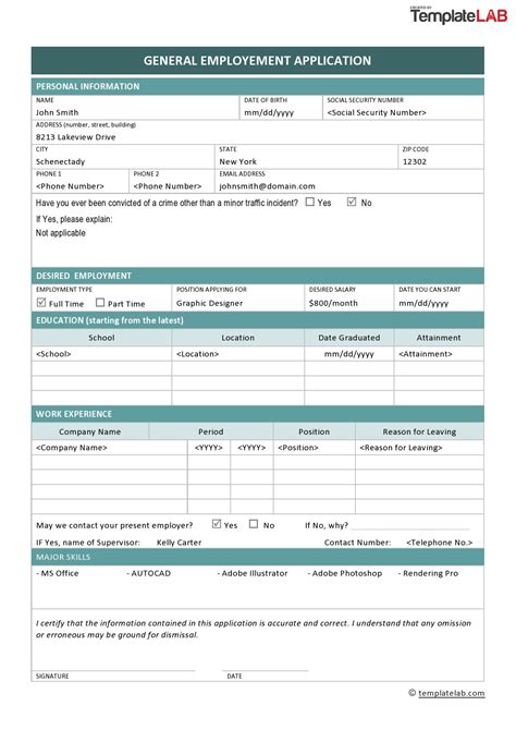 Free Job Application Template Word Document Of Job Application Template