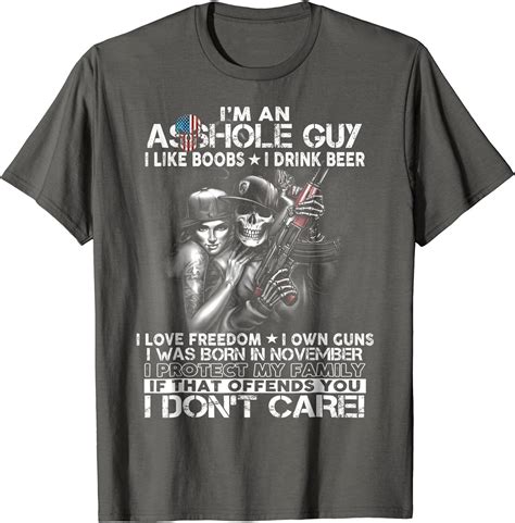 mens i m an asshole guy love freedom guns born in november tshirt clothing