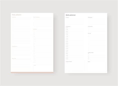 Daily Planner Template Set Of Planner And To Do List Modern Planner