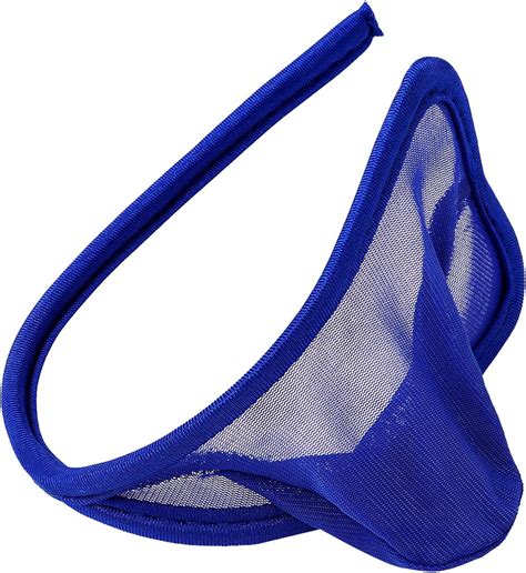 Oyolan Mens Sheer Mesh Thongs See Through Micro Bulge Pouch C String Briefs Underwear Blue Type