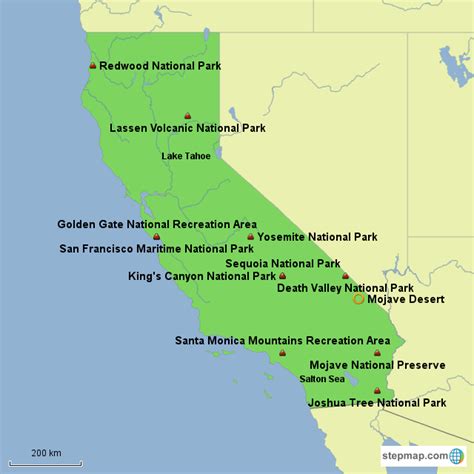 Stepmap National Parks California Landkarte Für North America