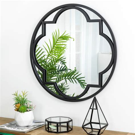 [official] glitzhome 23 62 d black metal framed round wall mirror
