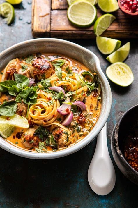 The ultimate love child of street food and comfort food. Weeknight Thai Chicken Meatball Khao Soi | Recipe in 2020 ...