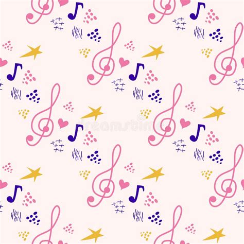 Abstract Music Notes Seamless Pattern Background Musical Melody