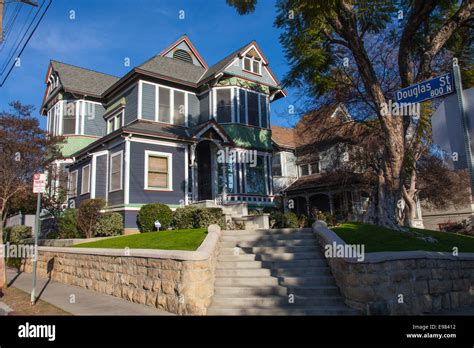 Victorian Homes In Angelino Heights Los Angeles California Usa Stock