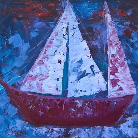 Sailboat Painting Contemporary Sunset Paintings Original Oil Painting