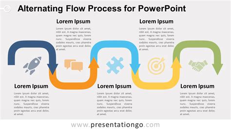 Alternating Flow Process Diagram For Powerpoint Presentationgo