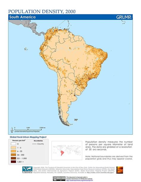 Maps Population Density Grid V1 Sedac Map South America Density