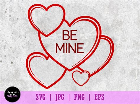 Valentines Day Be Mine Candy Heart Svg Text Vector Illustration With