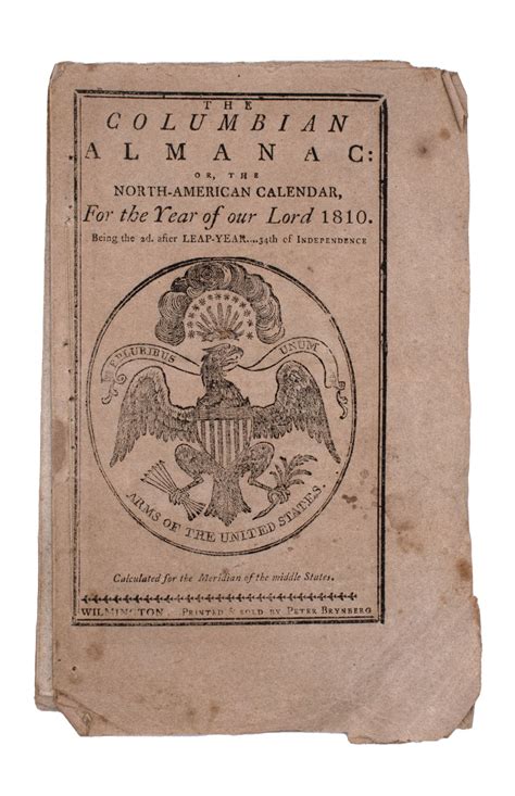 The Columbian Almanac Or The North American Calendar For The Year Of