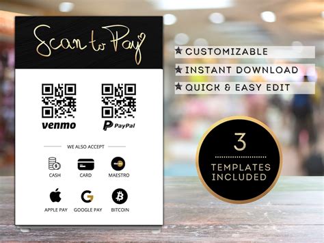 Scan To Pay Qr Code Sign Small Business Sign Venmo Sign Etsy