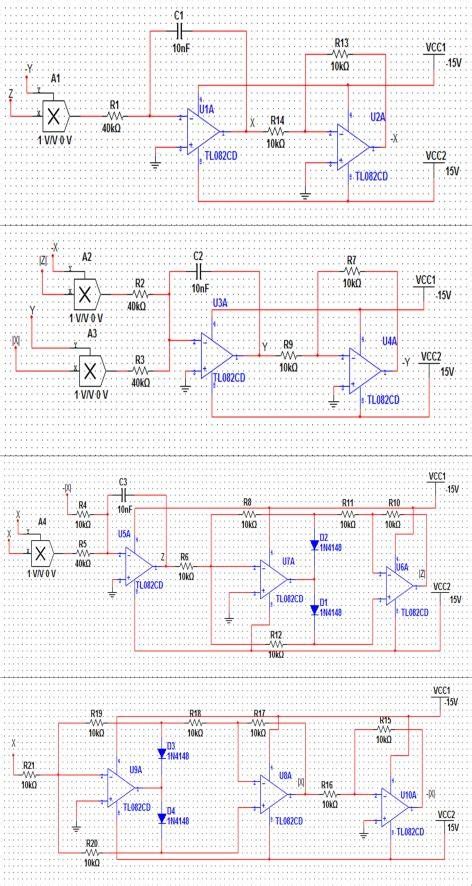 The Electronic Circuit Schematic Of The New Chaotic System Download