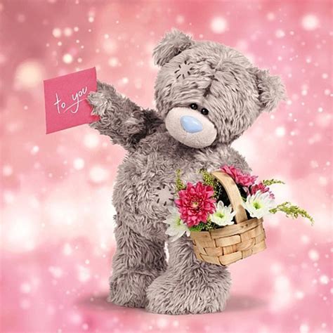 3d Holographic Basket Of Flowers Me To You Birthday Card Tatty Teddy