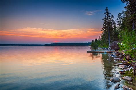 Colourful Sunrise Clear Lake Manitoba Stock Photo Download Image Now