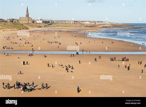 February Sunshine On Tynemouth Beach People Enjoying Playing Sports