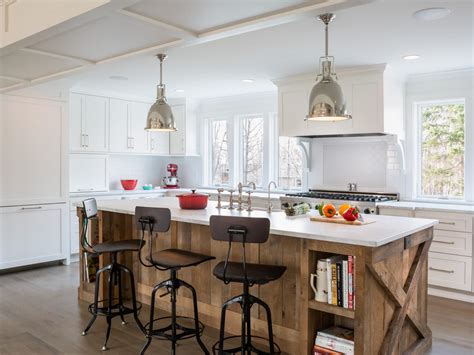 Get the best deals on solid wood kitchen islands & carts. White Kitchen With Reclaimed Barn Wood Island | HGTV