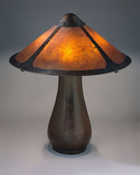 Dirk Van Erp Lamp 191215 Medium Copper Base Mica And Copper Shade
