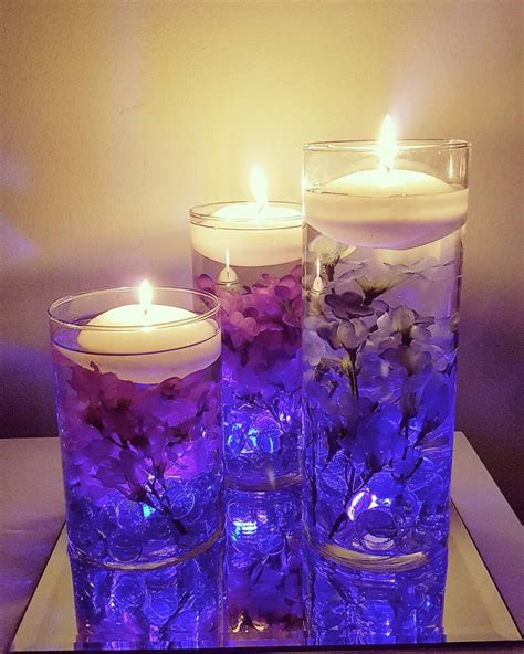 Wedding Centerpiece Floating Candle Centerpiece Purple