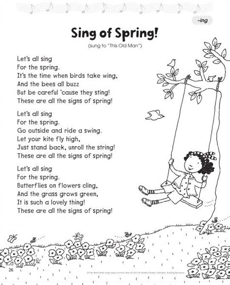 Scholastic Teacher Express Illustrated Song Sheets Sing Of Spring
