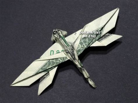 Dragonfly Money Origami Art Dollar Bill Animal Cash Insect Etsy