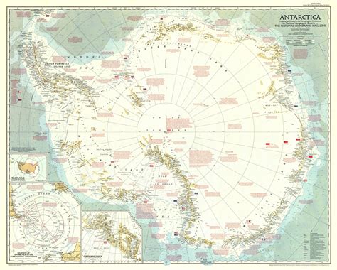 National Geographic Antarctica Map 1957